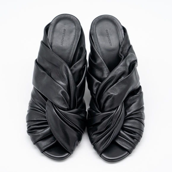 size 40eu 10 US Givenchy Show Twist Heels Mules Black Leather - Picture 3 of 10
